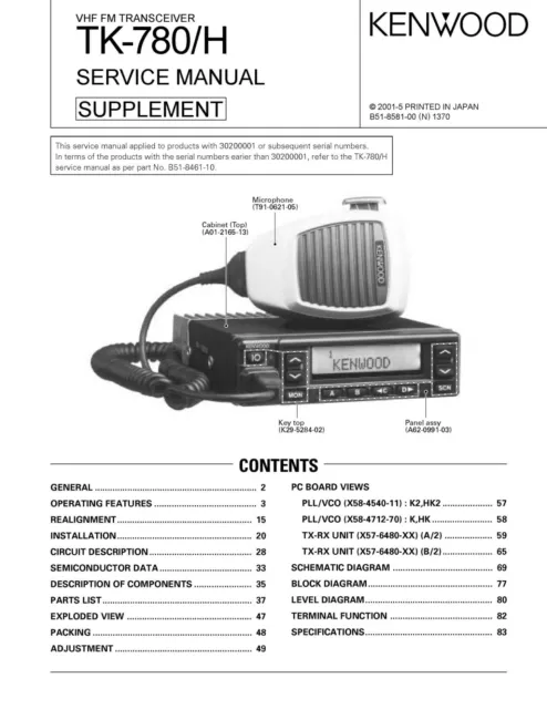 Service Manual-Anleitung für Kenwood TK-780