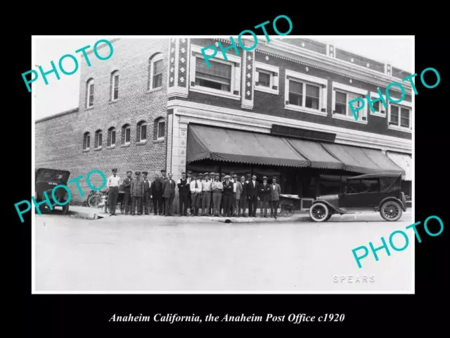 OLD LARGE HISTORIC PHOTO OF ANAHEIM CALIFORNIA VIEW OF THE POST OFFICE c1920