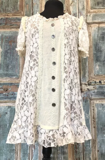 Pretty Angel Dress Shirt Blouse Tunic Victorian Ruffles Gypsy Lace Romantic Sz L