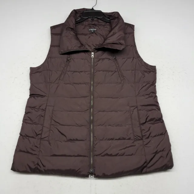 Eileen Fisher Vest Womens Plus 1X Brown Down Puffer Outdoor Full Zip Jacket