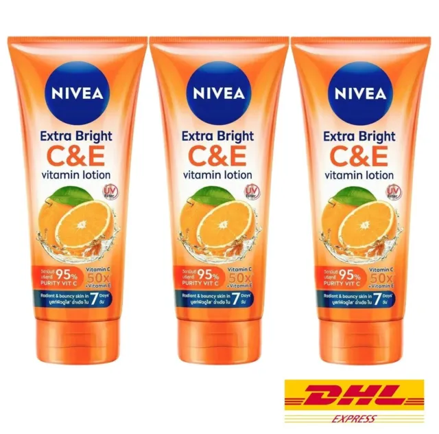 3 x NIVEA Extra Bright C & E Lotion Vitamin C 50x Body Skin Care Whitening 320ml