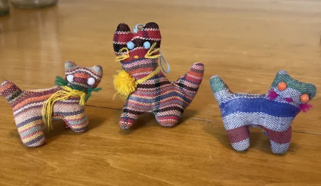 Guatemalan Handmade Cat Ornaments Vintage