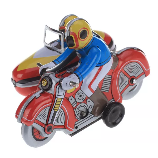 Wind Up Clock Work Toy Motorrad mit Beiwagen 2