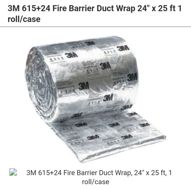 New 3M 615+ Plus Fire Barrier Duct Wrap 24"×25Ft