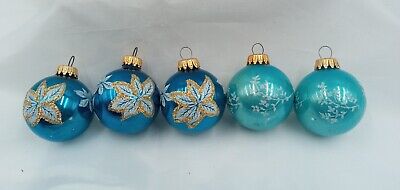 Vintage Mercury Glass Christmas Ornaments West Germany 2" - Lot Of 5 Blue