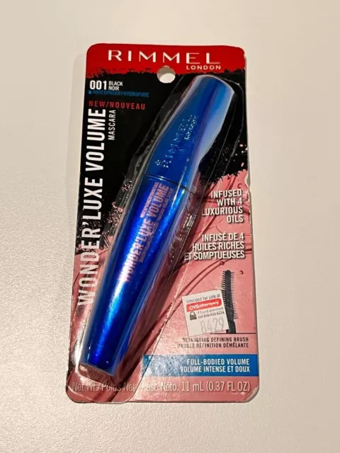 2Pk Rimmel Wonder´luxe Vol Waterproof Mascara #001 Black .37 Fl/Oz .74 Fl/Oz Tt