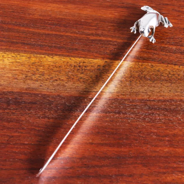 Heavy Mexican ? Solid Sterling Silver Bookmark Signed Frog Finial No Monogram
