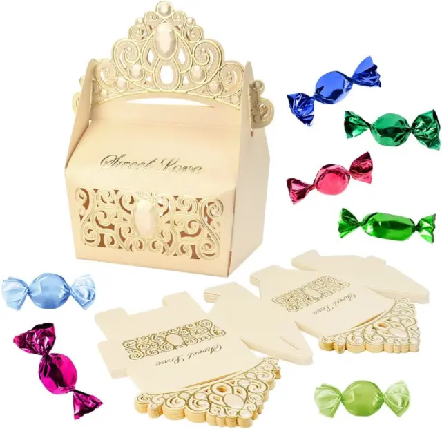 WENRERO 20 PCS Crown Candy Favor Box, Paper Crown Boxes Decoration Wedding Boxes