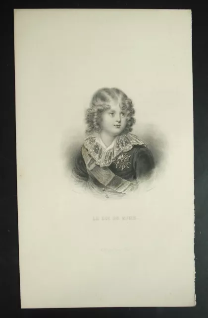 Gravure originale XIXe Napoléon II Roi de Rome François Joseph Charles Bonaparte
