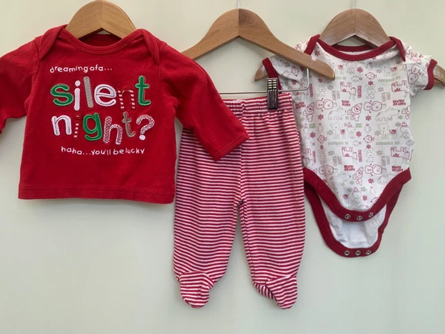 Baby bundle Christmas clothes george age 0/3 months pyjamas vest boy girls