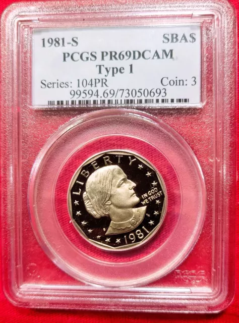 1981-S Susan B Anthony Dollar, Pcgs Certified, Pr69 Deep Cameo-Type 1