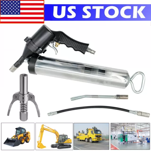 14 oz Professional Air Operated Grease Gun Automatic Pneumatic + Grease Coupler