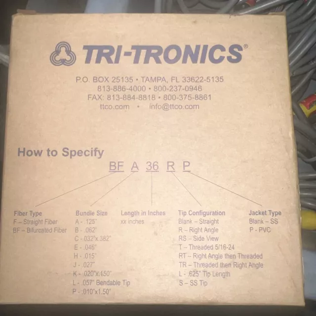 Tri-Tronics F-A-36Rt 15596 Fiber Optic Light Guide 36  (J1L)