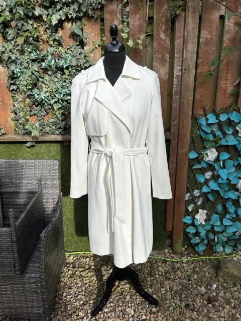 Hobbs Lavina Ivory White Belted Trench Coat UK 12 BNWT RRP £179