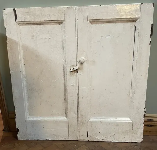 Edwardian painted pine  cupboard doors alcove Kitchen pantry Delivery Available