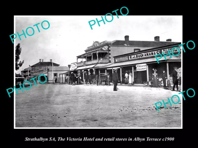 OLD LARGE HISTORIC PHOTO OF STRATHALBYN SA VIEW OF ALBYN Tce & SHOPS c1900