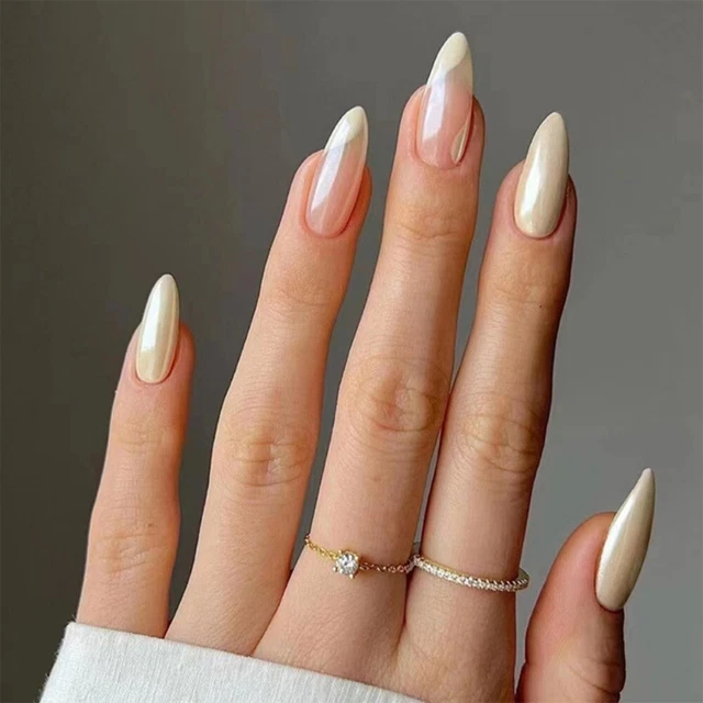 Pointed Head Almond Fake Nails Medium Length Press on Nails Nail Tips  Girl