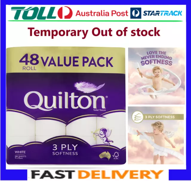 48x Quilton Toilet Paper Tissue Rolls 3-Ply 180 Sheets - Free postage Best Price