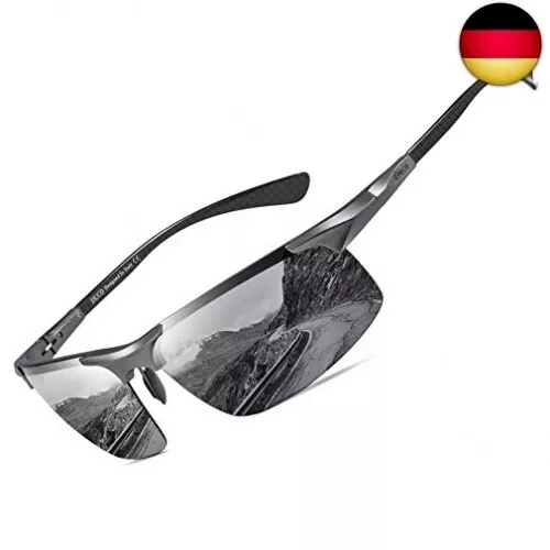 DUCO Herren Polarisierte Sonnenbrille mit Metallrahmen und Kohlefaser Brille