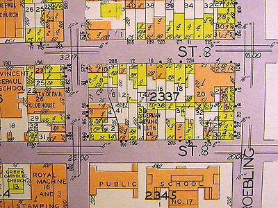 Brooklyn Map 1929 Matted N 3rd - 8th BERRY ROBELING BEDFORD DRIGGS METROPOLITAN 10