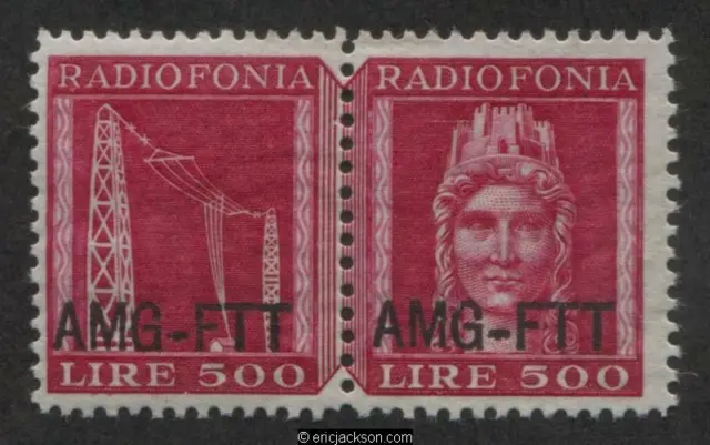 AMG Trieste Radio Tax Stamp, FTT RT4 se-tenant pair, mint, F-VF