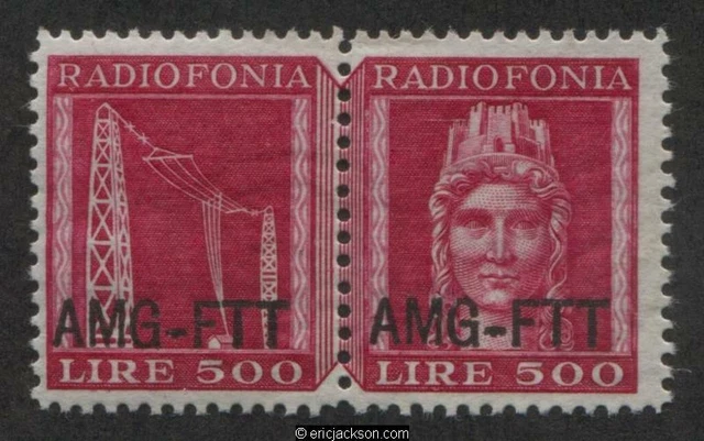 AMG Trieste Radio Tax Stamp, FTT RT4 se-tenant pair, mint, F-VF