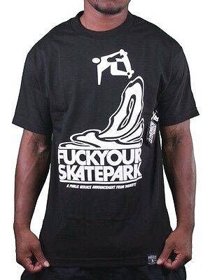 Dissizit Nero da Uomo Fysp Fu $ K Tuo Skate Park Skate T-Shirt SST12-593 NW
