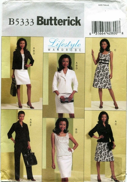 Butterick B5333 Misses Jacket Dress Top Skirt Pants Sewing Pattern Uncut Sz 6-12
