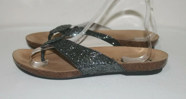 Comfort Club by Jofen Charcoal Shimmer Thong Women's Flip Flops Sandals 39/8-8.5