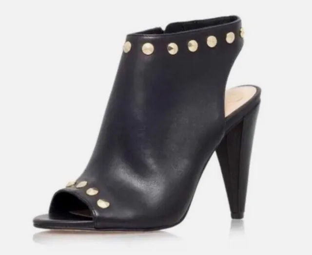 Vince Camuto ABBIA High-Top Nappa Leather Pump Booties Studded Open Toe BLACK