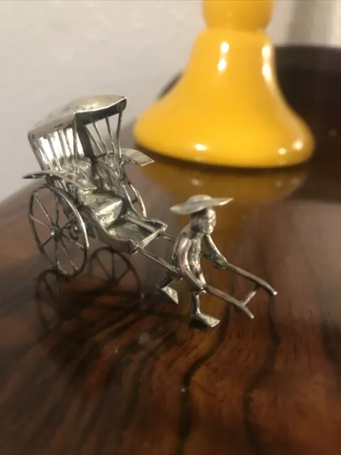 Vintage Sterling Silver .925 Rickshaw Miniature Figurine.   Beautiful!