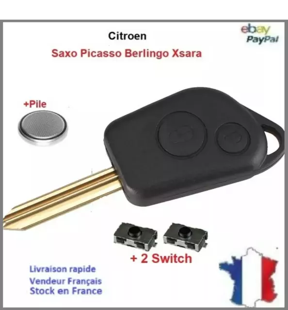 Coque Plip Boitier pour Télécommande Clé Citroen C1 C2 C3 Picasso Berlingo  Saxo Xsara ✚ Pile CR2016 Energizer - Kit iRace Keys®