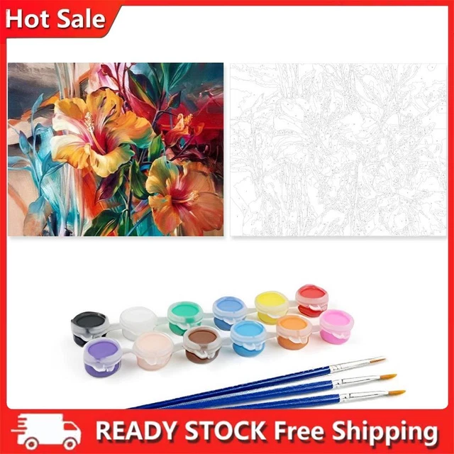Kit pittura per numeri fai da te fiori colorati tela olio arte ornamenti