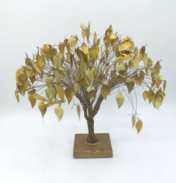 Vintage Dream Tree Metal Wire Gold Leaves 1960s Made in Taiwan MCM