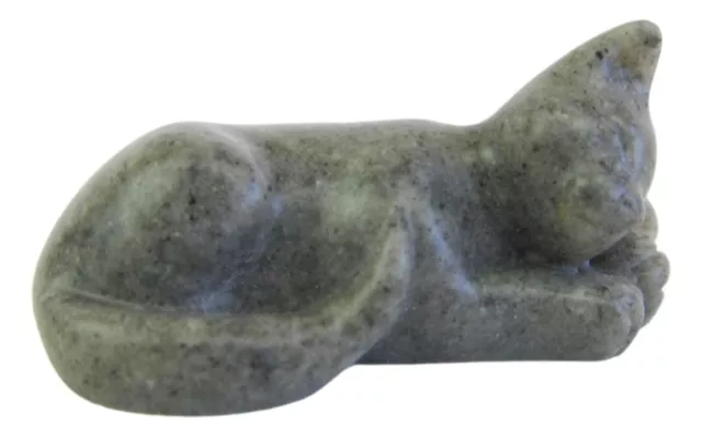 Quintessence Miniature Stone/Resin Cat Figurine - Mini Smudge - Grey