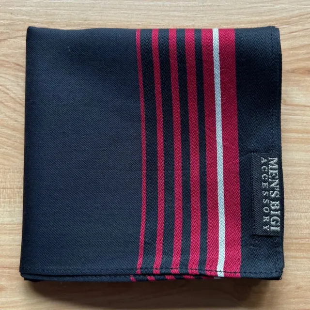 Handkerchief Men's Cotton Vintage Art Red Striped Pocket Square 19"