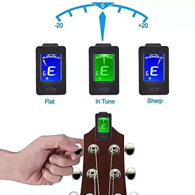 Digital Guitar Tuner Violin Ukelele Bass Tuner Multifunction LCD Electronic Clip 3