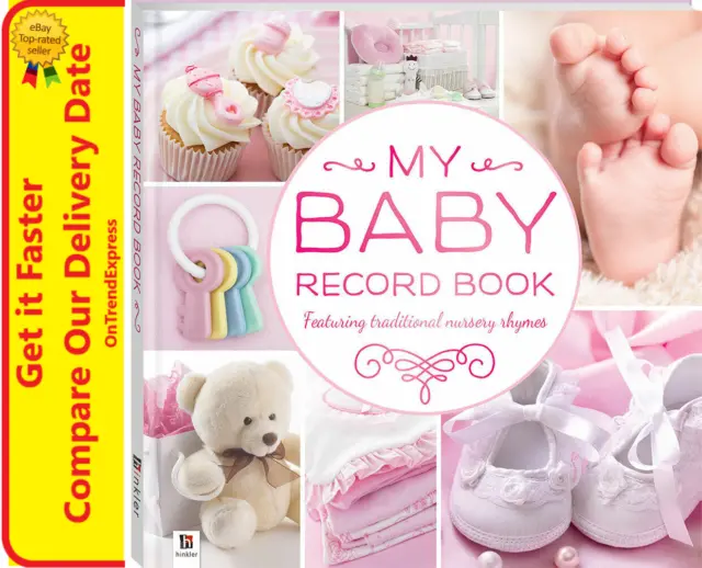 My Baby Record Book Hardcover Nursery Rhymes Keepsake Shower Gift PINK Baby Girl