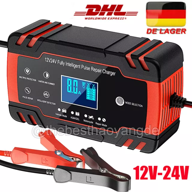 12V KFZ Auto Intelligente Batterie Ladegerät Impuls Reparatur Akku Starthilfe DE