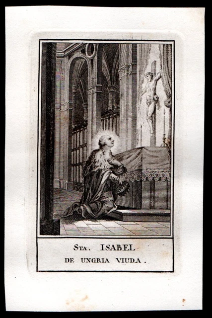 Antico inserzione 1800 de Sta Isabel de Hungria santino estampa holy card
