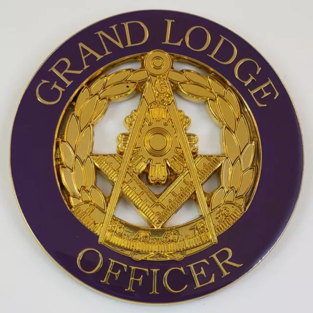 Auto Emblem Grand Lodge Officer Metal Enamel (SCA-1018) Masonic Freemason Mason