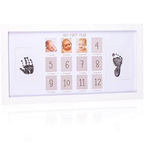 My First Year Baby Handprint and Footprint Keepsake Monthly Picture Photo