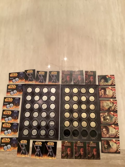 A Full Set Of  Silver Medallionzs  Star Wars  + A Full Set Of Gold Pirates Dnc