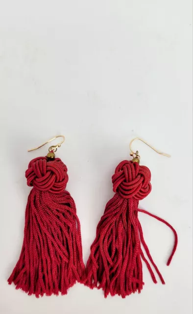 Vanessa Mooney Women's Red Astrid Knotted Tassel Earrings Pierced Earrings 2