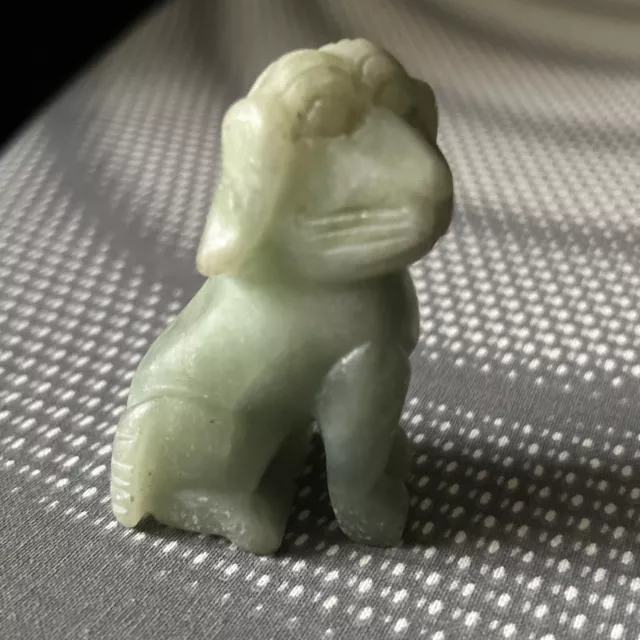 Lovely Old Carved Green Stone Foo Dog Fu Dog Jade ?