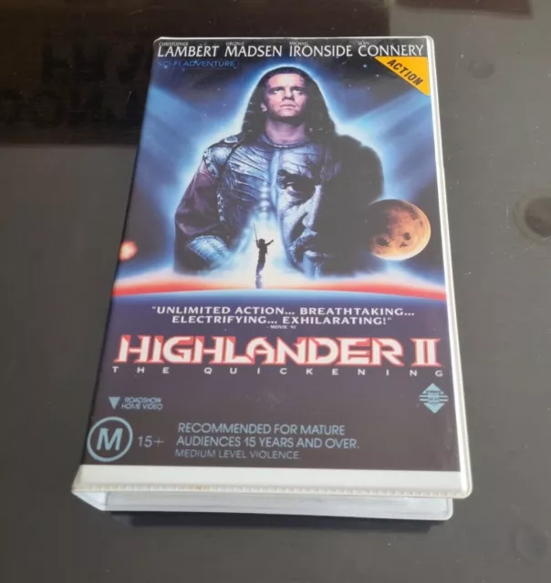 Highlander 2 VHS movie Video cassette Tape Cult Action Sci-Fi Fantasy CLAMSHELL