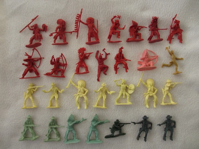 Lot Anciennes Figurines Plastique Cow-boy Et Indiens TIMPO TOYS Et Autres - Occasion Vintage