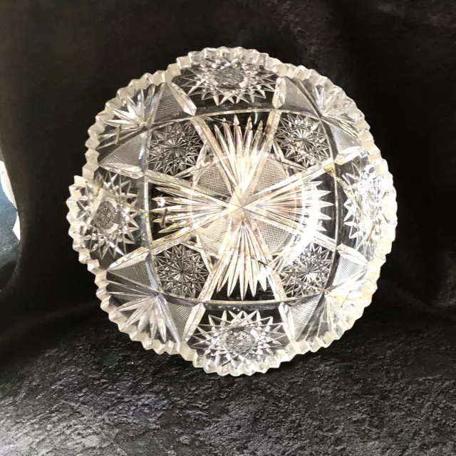 CLARK signed stapled ABP AMERICAN BRILLIANT CUT GLASS 9.25” deep serving Bowl CLARK signed stapled ABP AMERICAN BRILLIANT CUT GLASS 9.25” deep serving Bowl