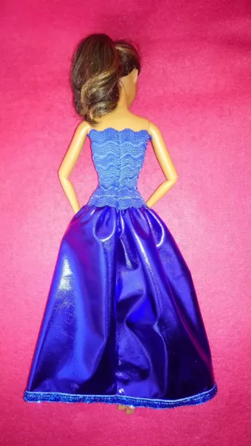 Barbie Glitzer Puppen Kleid Royal Blau Ballkleid Prinzessin Abendkleid K02 dress 2