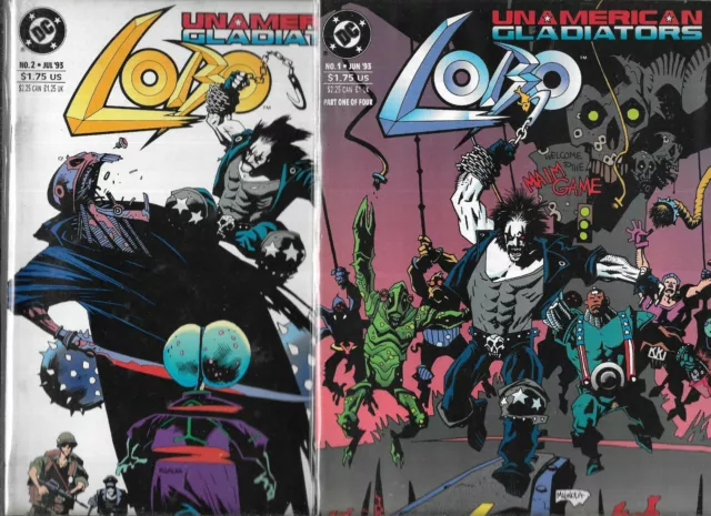 Lobo Un-American Gladiators Lot Of 2 #1 #2 (Vf) Alan Grant, Dc Comics